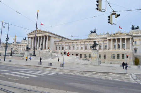 Street View of Austrian Parliament Building in Vienna, Austriaのeditorial素材