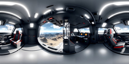 Space Spaceship Landing Ship Interior 3d HDRIの写真素材