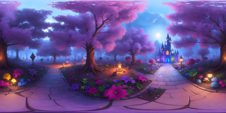 Digital Painting Magic Forest 3d Environment HDRIの写真素材