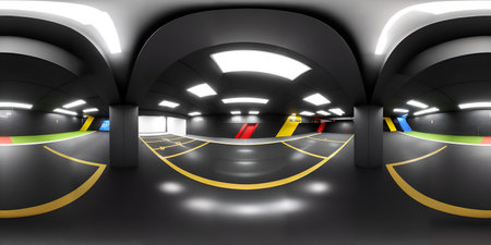 Undergound Parking Warehouse 3d full panarama 360 HDRI