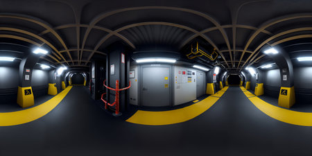 Undergound Parking Warehouse 3d full panarama 360 HDRIの写真素材