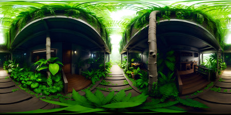 360 Degree Full Panorama of Wild Jungle HDRIの写真素材
