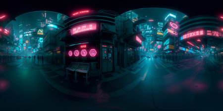 Cyberpunk Night City Tron Future 360 Panorama HDRI