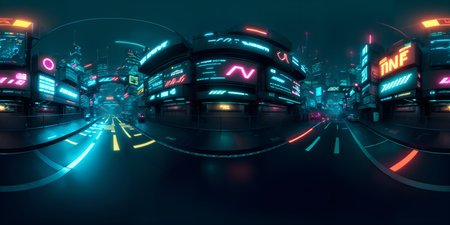 Cyberpunk Night City Tron Future 360 Panorama HDRI