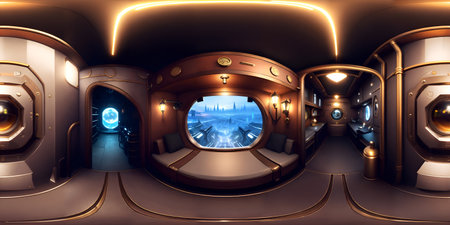 Staempunk ship interior 360 environment panorama victorian HDRI