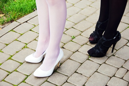 Sexy woman in black and white shoes