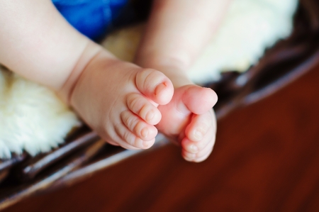 little foot of newborn babyの写真素材