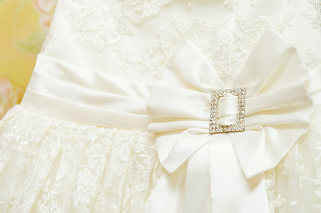 Details of a wedding dress for the brideの写真素材