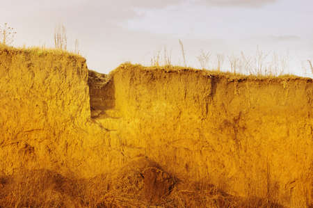 High clay cliffs at sunsetの写真素材