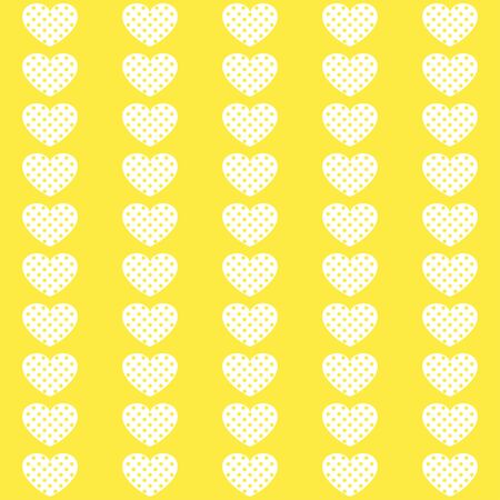 Cute pattern with hearts. Abstract romantic background in yellow pastel. Vector illustrationのイラスト素材