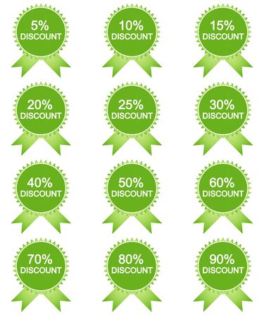 big set of price tags in green tonesのイラスト素材