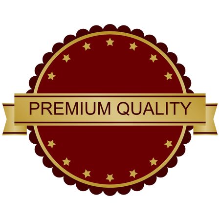 vector premium quality golden and red labelのイラスト素材