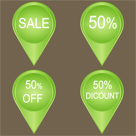 Sale 50% in green tones Label. Vector image.のイラスト素材