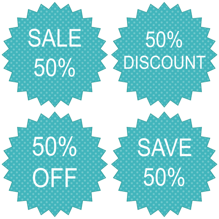 Discount labels. Sale 50 percent. Vector image.のイラスト素材