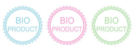 Bio product elements set green eco product  badges.のイラスト素材