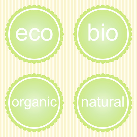 Set of organic labels in green tonesのイラスト素材