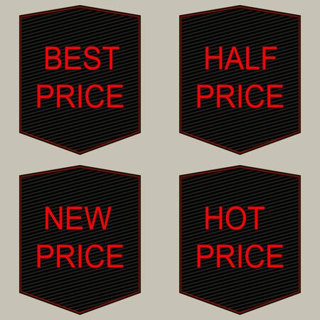 Best, half, new, hot price tags set Black labelsのイラスト素材