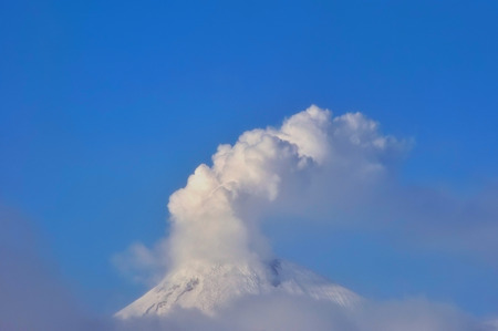 The active volcano Mount on the island in Italyの写真素材