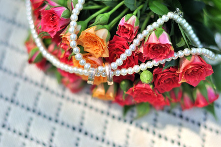 wedding bouquet, flowers, roses elegant beautiful bouquetの写真素材