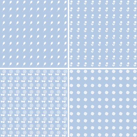 Floral Patterns Set in blue tonesのイラスト素材