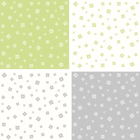 Set of floral abstract seamless patterns. Vector.のイラスト素材