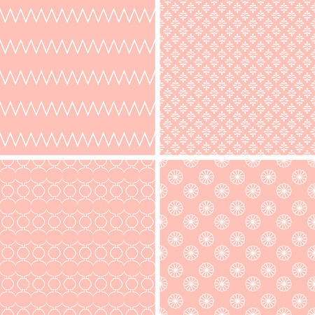 Different vector seamless patterns. Endless texture can be used for sweet romantic wallpaper, pattern fills, web page background, surface textures.のイラスト素材