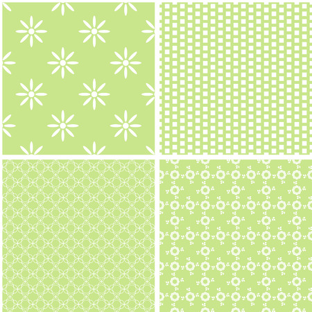 Green different vector seamless patterns. Abstract ornaments.のイラスト素材
