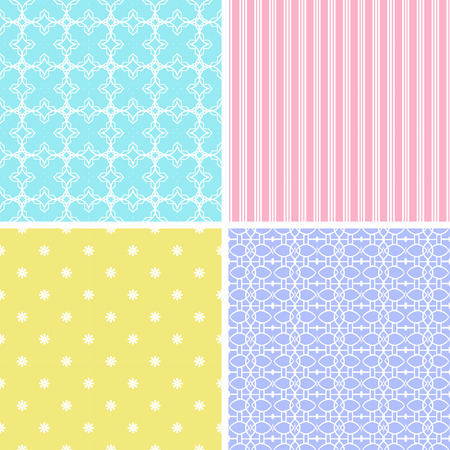 4 different seamless patterns. Endless texture for wallpaper, fill, web page background, surface texture. vector illustration.のイラスト素材