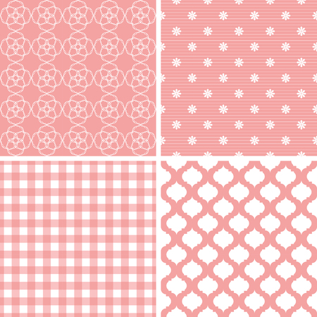 Set of 4 cute seamless patterns. Vector backgrounds.のイラスト素材