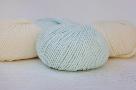top view of colored yarn balls
