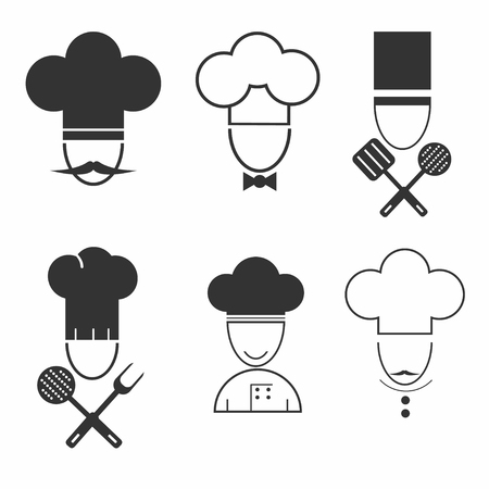 Chef cook icon set. Illustration different cooks isolated on white background. Vectorのイラスト素材