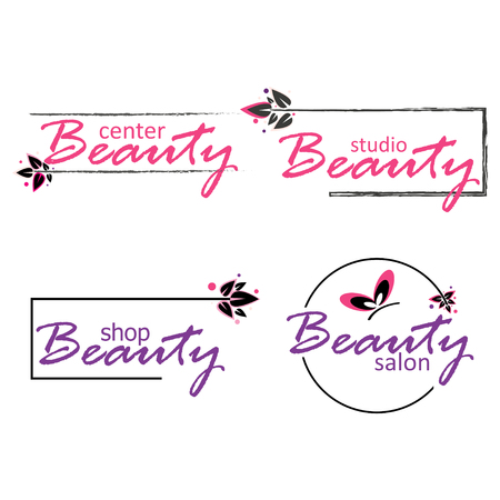 Set of beauty industry. Logos for beauty salon, center and studio. Vector illustration.のイラスト素材