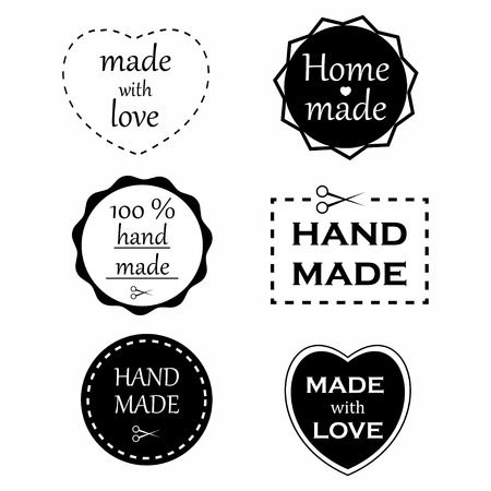 Handmade labels. Set of handmade badges and labels elements.のイラスト素材