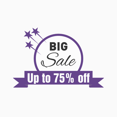 Special offer sale purple color on a white background. Ad offer on shopping days or weeks big sale. Vectorのイラスト素材