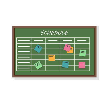 Calendar schedule with collaboration plan and stickers. Business planning or scheduling work. Vectorのイラスト素材