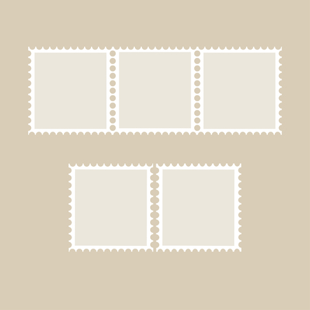 Postage stamp tamplate. Set of blank stamps. Vectorのイラスト素材