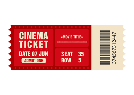 Cinema ticket. Movie ticket template isolated on white background. Vectorのイラスト素材
