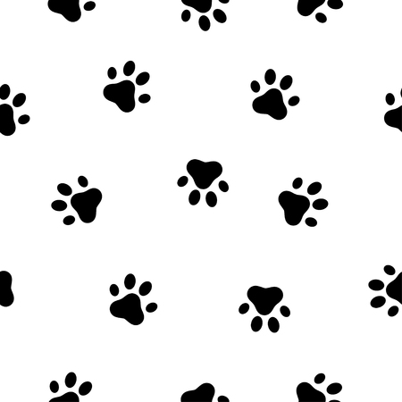 Dog and cat paw seamless pattern. Animals paw print. Vectorのイラスト素材
