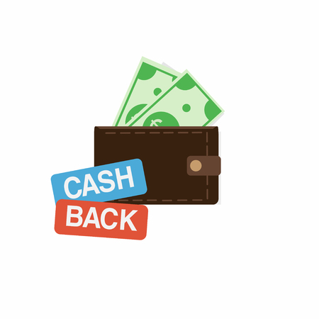 Cash back icon with wallet on white background. Money refund label. Vectorのイラスト素材