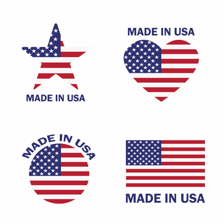 Set of Made in the USA label with American flag vector illustrationのイラスト素材
