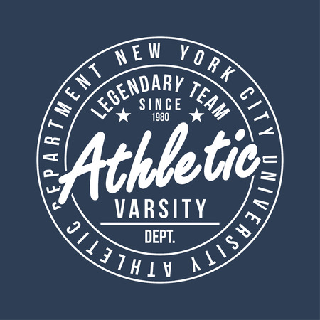 New York typography for t-shirt print. Athletic graphic for t-shirt. Varsity style. Vectorのイラスト素材