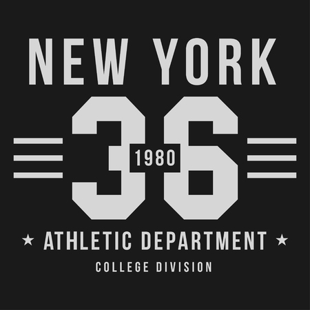 New York, Athletic sport typography for t-shirt print. T-shirt graphics. Vectorのイラスト素材