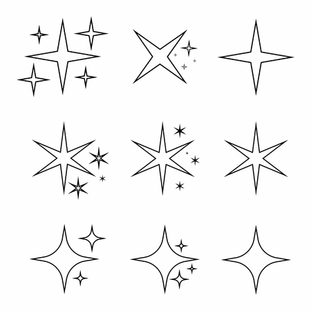 Sparkles. Decoration element. Glowing light effect stars. Vectorのイラスト素材