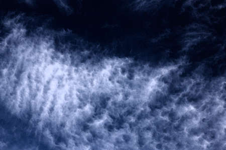 cumulus white clouds against a beautiful dark blue sky, watercolの写真素材