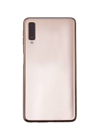 Realistic Gold Smartphone with Transparent Screen Isolated.の写真素材
