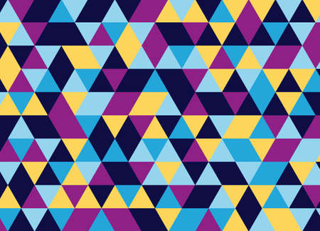 Vector modern colorful geometry triangle pattern, color abstract geometric background, pillow multicolored print, retro texture, hipster fashion designのイラスト素材