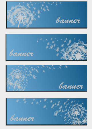 Set of banners with flower dandelion sketchのイラスト素材