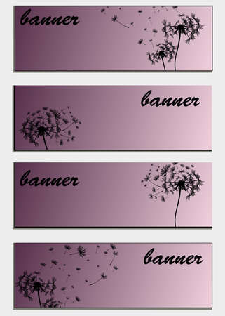 Set of banners with flower dandelion sketchのイラスト素材