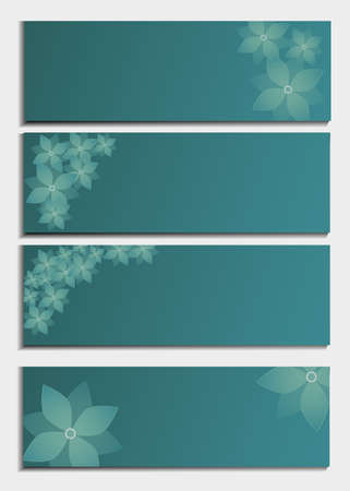 Set of horizontal banners with 3d blossoming flower isolated on background. Stylish trendy abstract wallpaper. Beautiful invitation or greeting card. Vector illustrationのイラスト素材