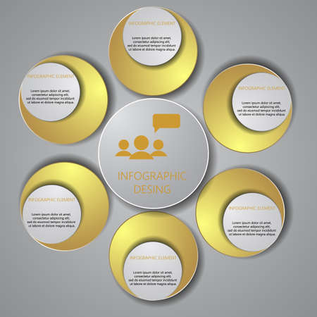 Vector infographic design template. Business concept with 6 options, parts, steps or processes. Can be used for workflow layout, diagram, number options, web design. Data visualization.のイラスト素材